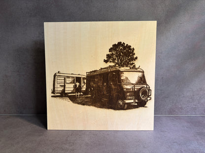 Holzbild mit Gravur