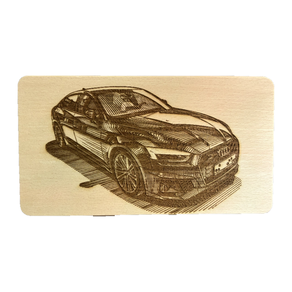 Audi auf Holzbrett