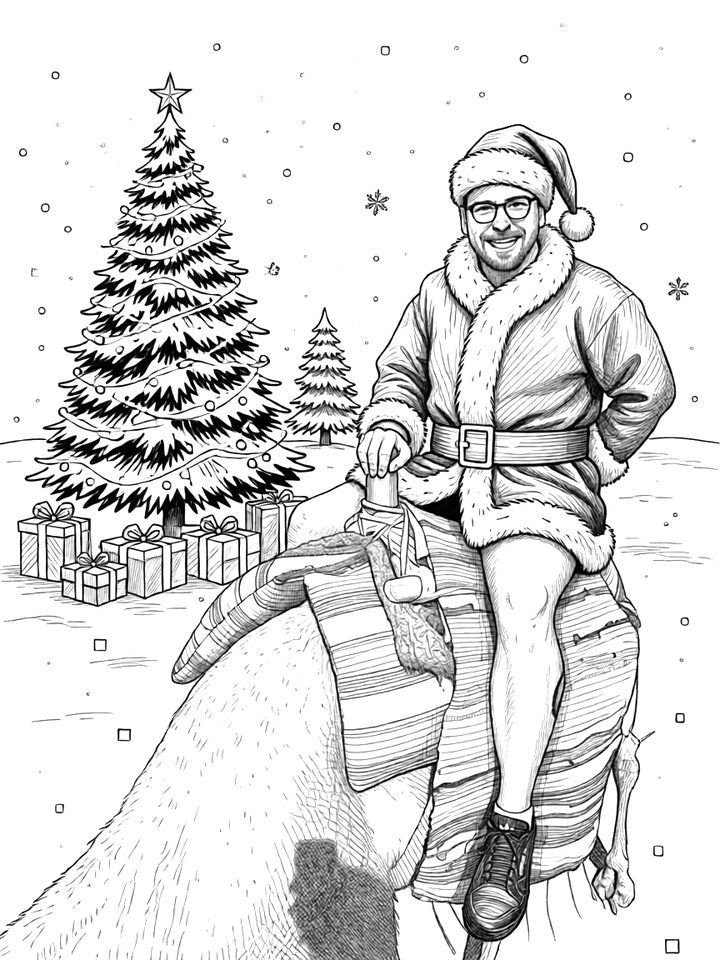 Beispielbrett: Gravur des Kamelfotos als Weihnachtsmann