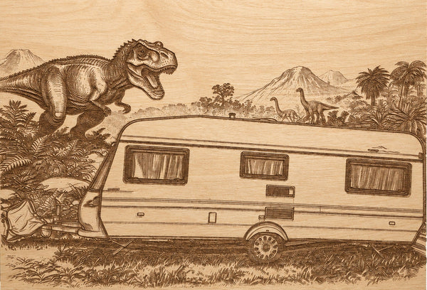 Unser Wohnwagen eingesetzt in Dinowelt